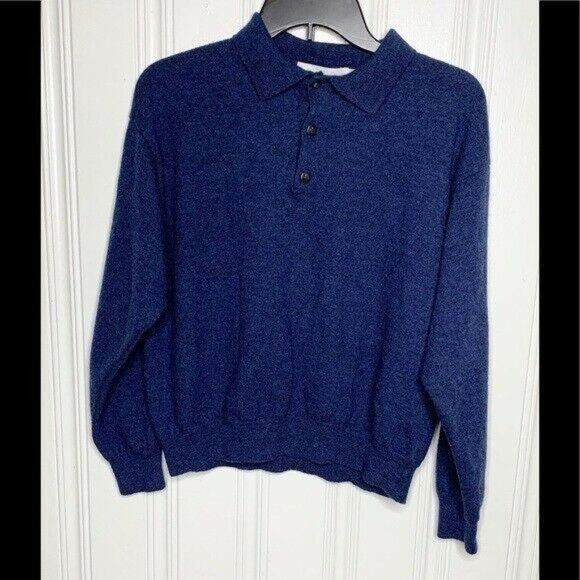 Eildon Hills Other - Eildon Hills Blue Merino Wool Collared Sweater S